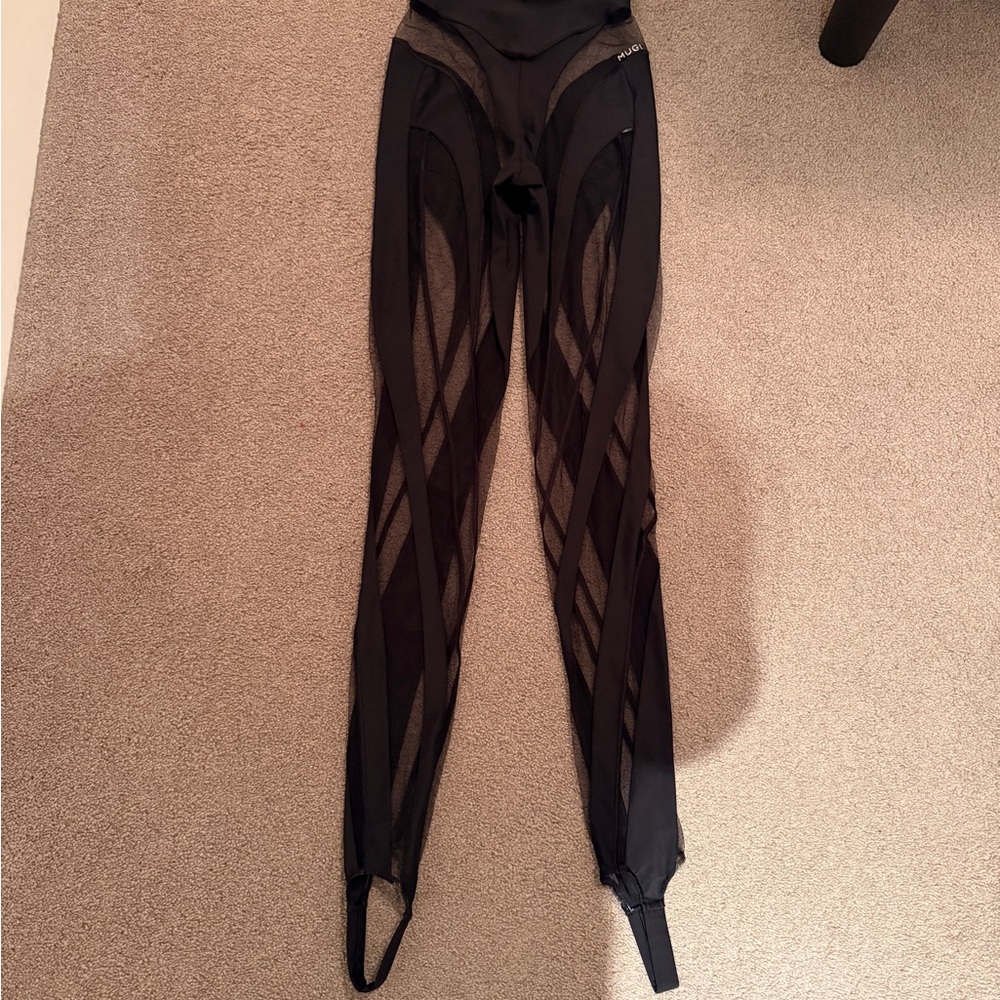 Mugler leggings new - Stylish Black Mesh Women Jumpsuit